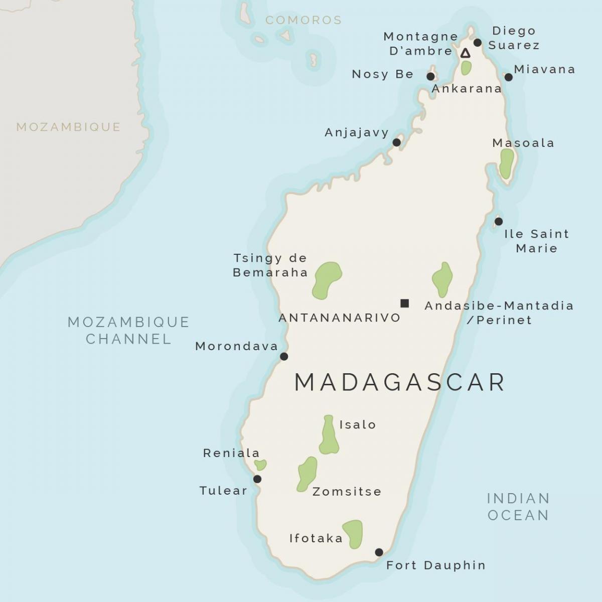 خريطة مدغشقر والجزر المحيطة