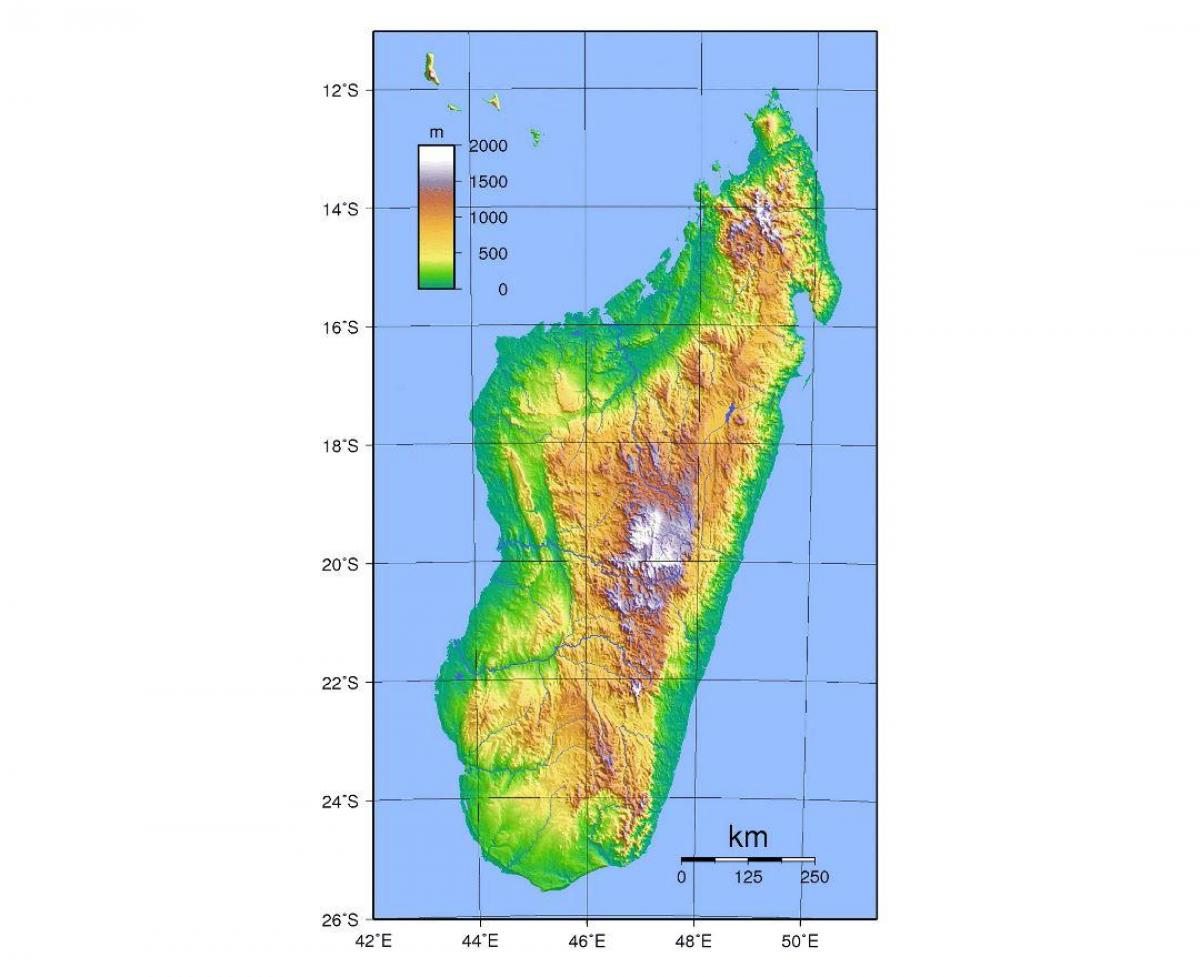 خريطة مدغشقر الارتفاع