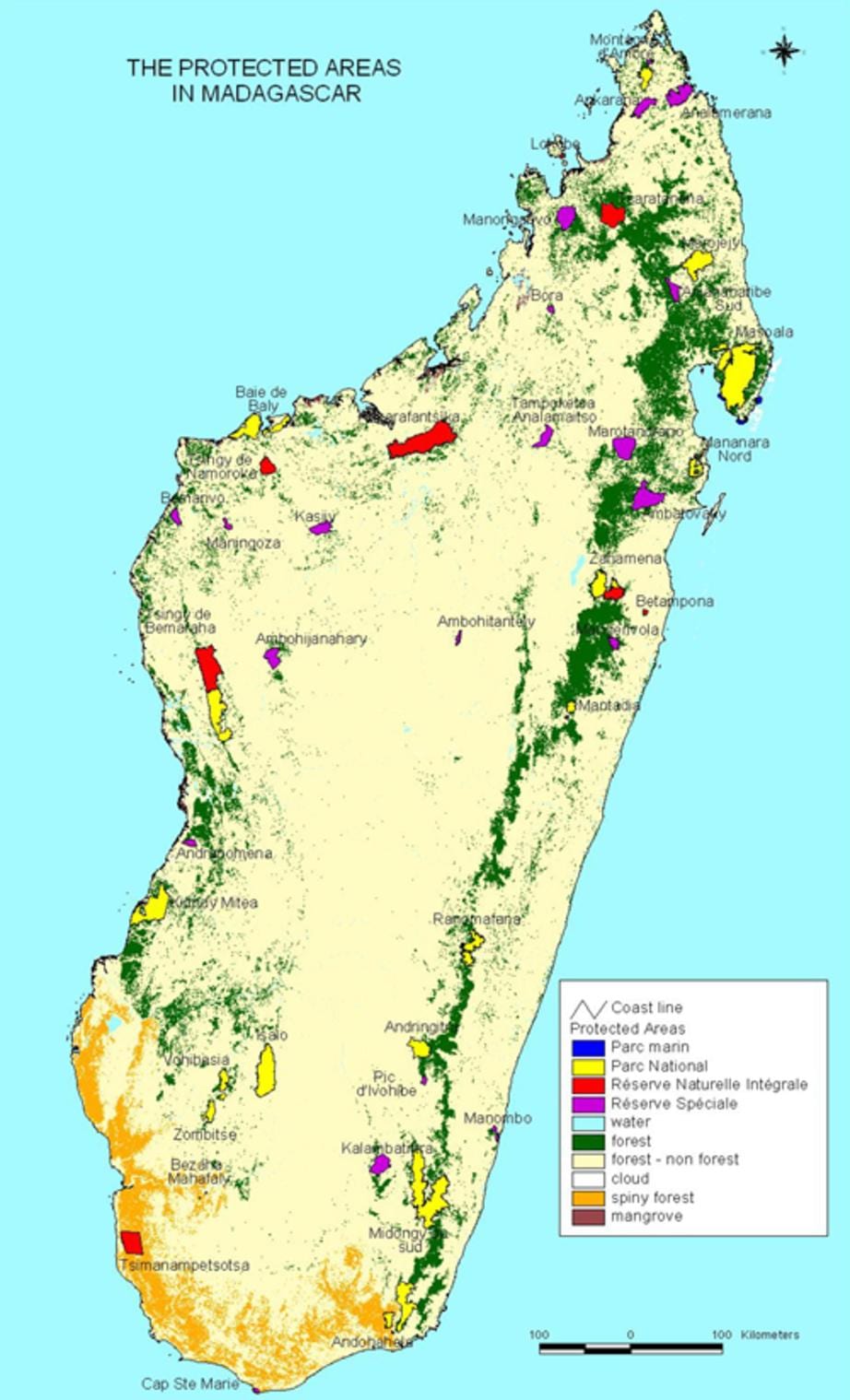 خريطة مدغشقر المتنزهات الوطنية
