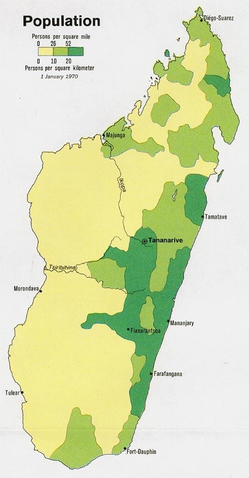 مدغشقر الكثافة السكانية خريطة