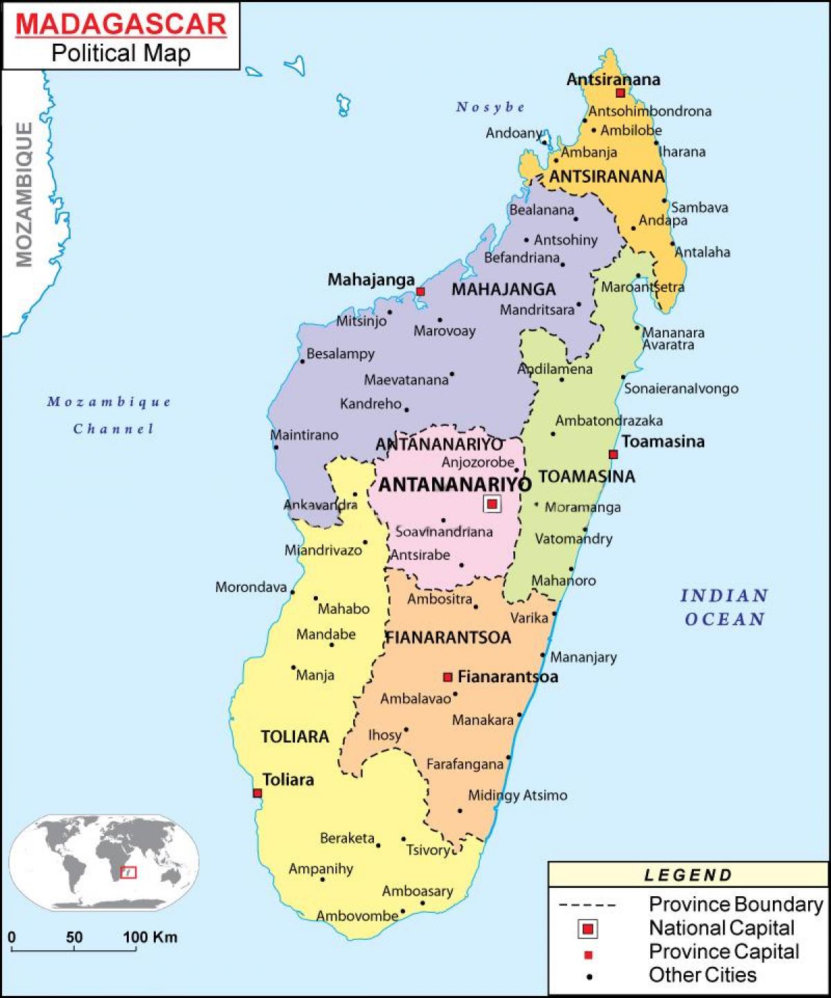 خريطة الخريطة السياسية في مدغشقر