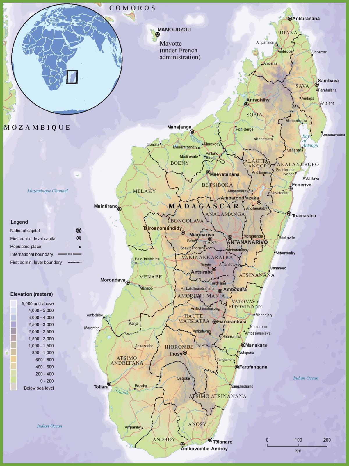 خريطة خريطة المادية مدغشقر