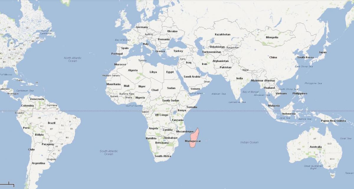 خريطة العالم تظهر مدغشقر